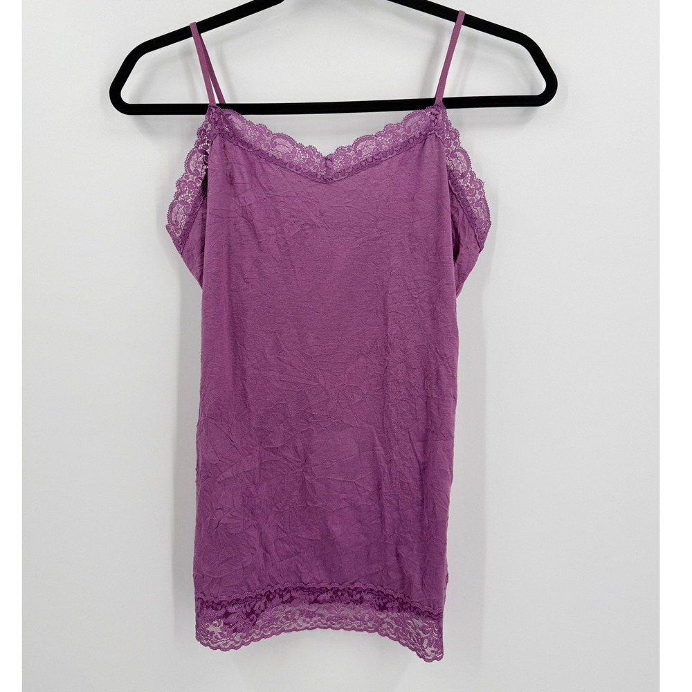 y2k lace trim crinkle Cami top Womens S Purple Layering fairycore fairy grunge